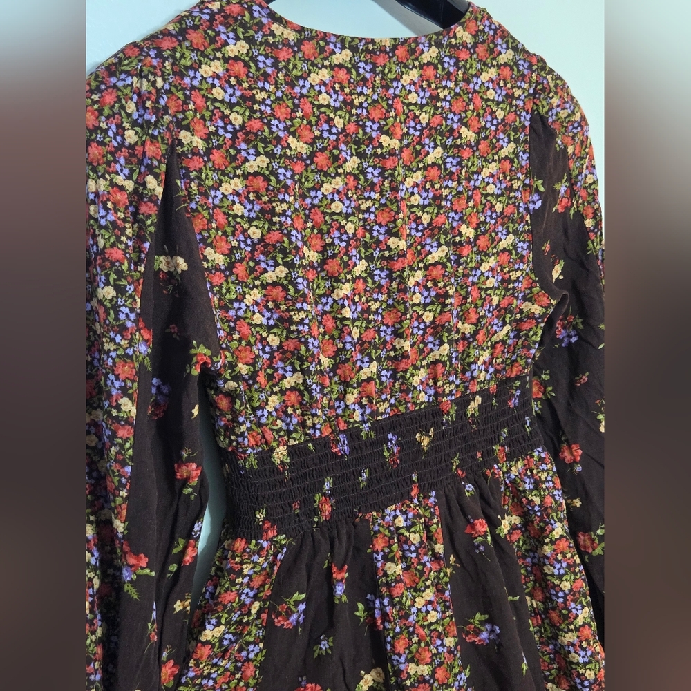 SO Goods for Life Floral Prarie Boho Long Sleeve A-line-Empire Waist Minidress S - Picture 7 of 12